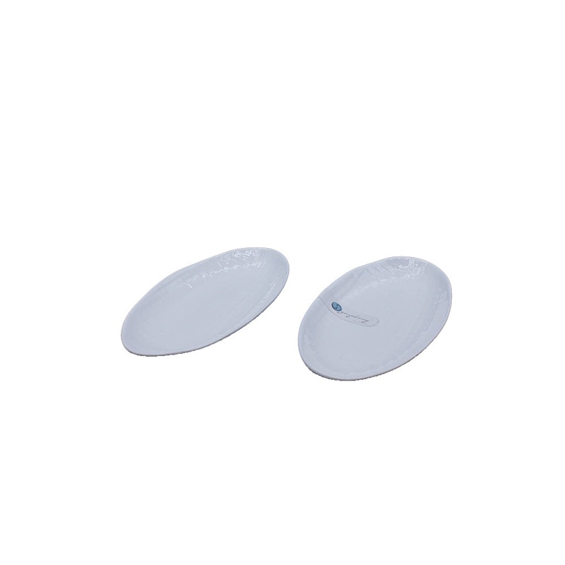 Ceramic Serving Oval Platter Linen 2pc Plate Set 20×10.5×2.5cm SGN2076
