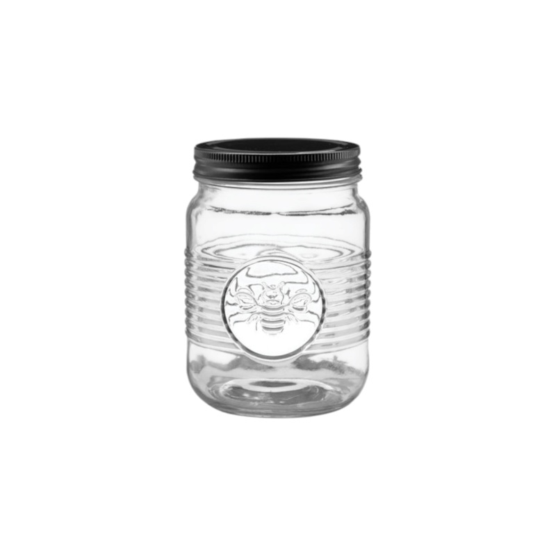 Regent Round Bee Glass Canister Embossed 1L 11324