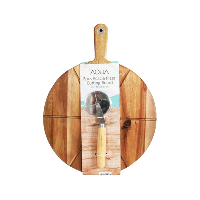 Aqua 2pc Acacia Pizza Cutting Board 34566