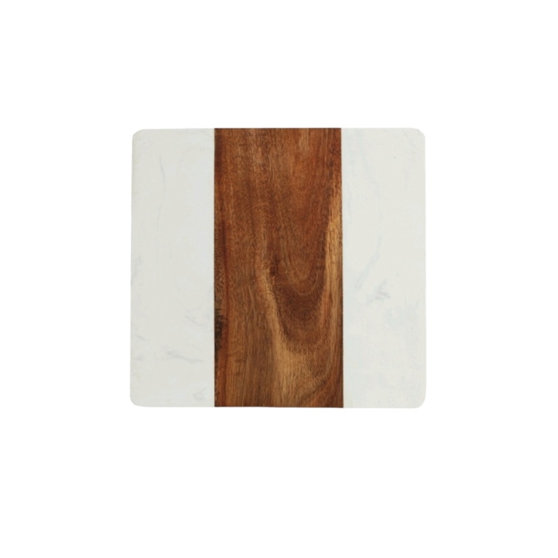Aqua Acacia Cutting Board Square with Marble 34569