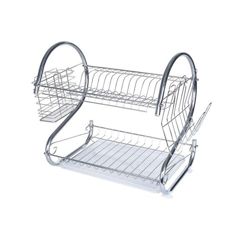 Chrome Dish Rack 2 Level H-38cmxW-25cmxL-51cm SGN361