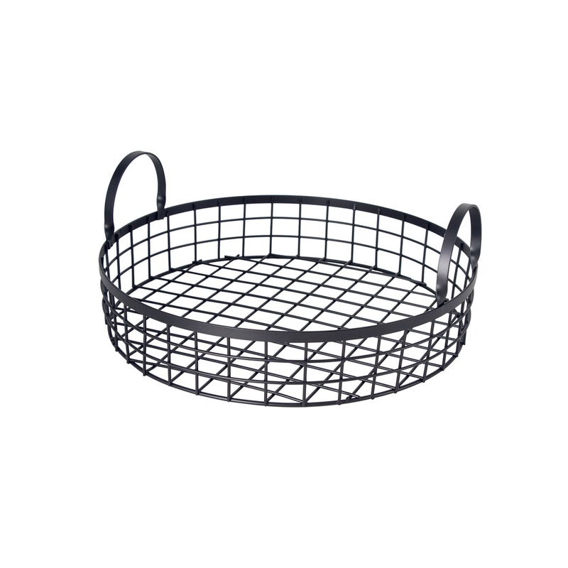 Regent Kitchen Serving Tray Powder Coated Black with handles 14045