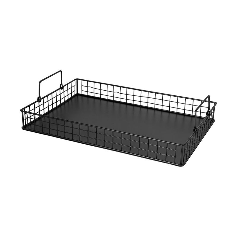 Regent Kitchen Tray 420x280x50mm with Mesh Sides and Handle Black 14044
