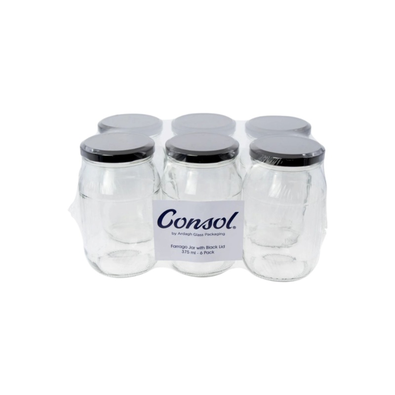 Consol Farrago Jar with Black Lid 6Pack 375ml