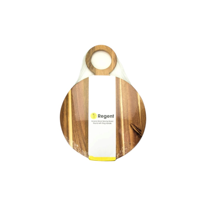Regent Acacia Wood Round Serving Board with Ring Handle 440x320x15mm