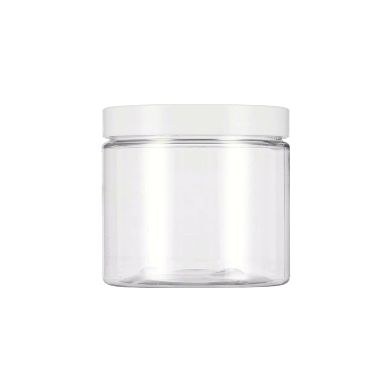 300ml PET Plastic Cosmetic Jar White Lid 8.5×6.3cm