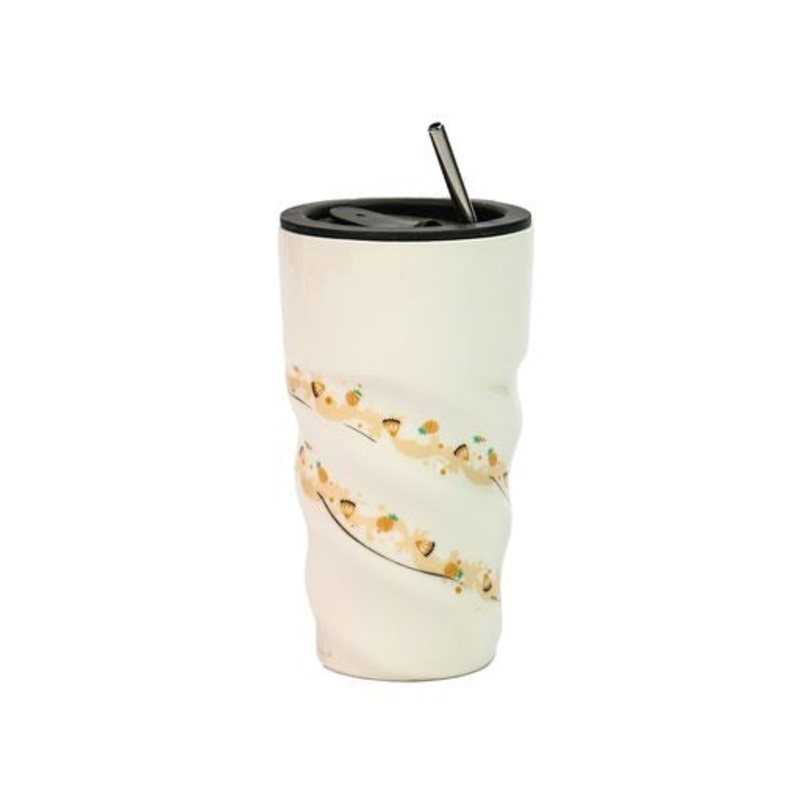 Ceramic Mug + Straw + Rubber Lid