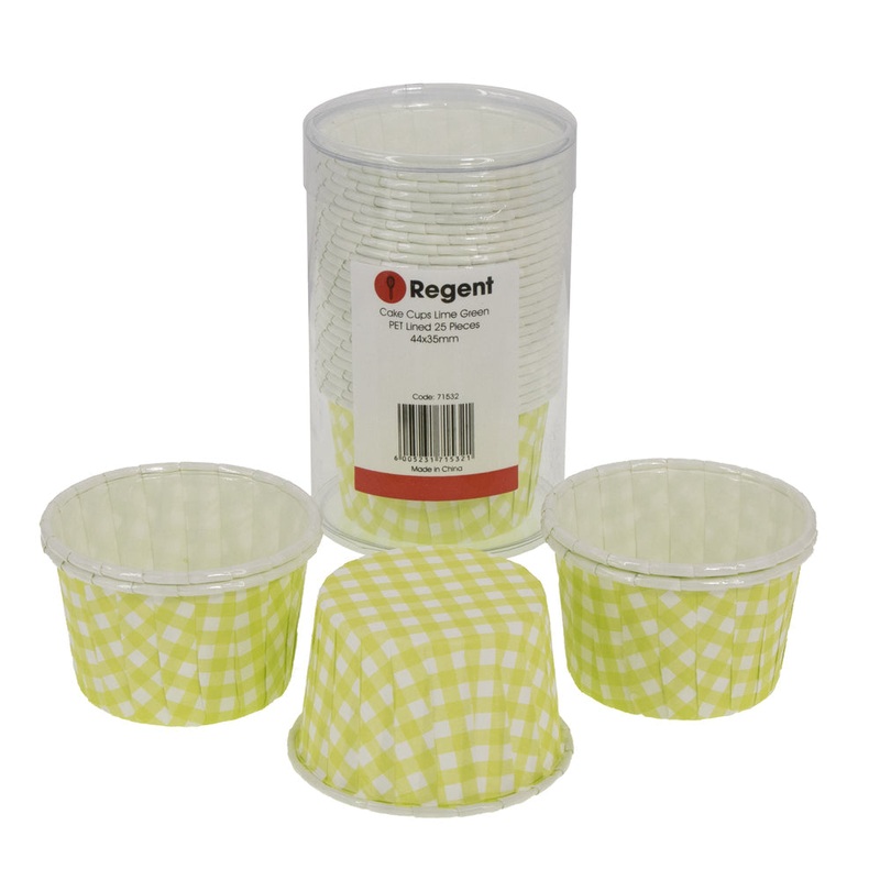 Regent Cake Cup Lime Green Check Pet Line 25Pcs 71532