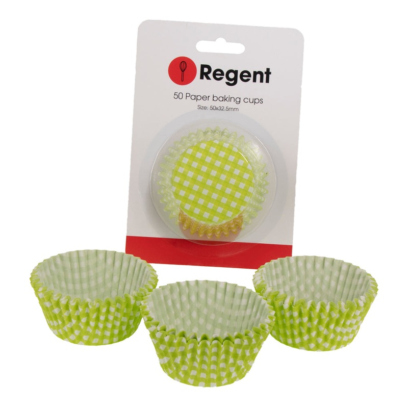Regent Cake Cups Lime Green And White Check 50Pcs 71512
