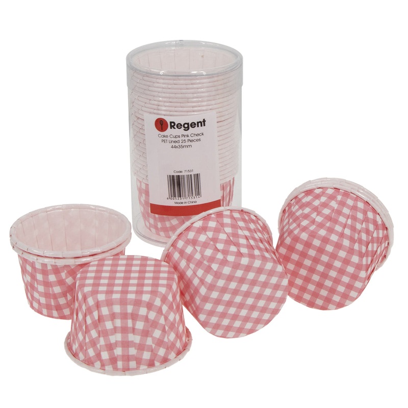 Regent Cake Cups Pink Checks Pet Line 25pcs 71531