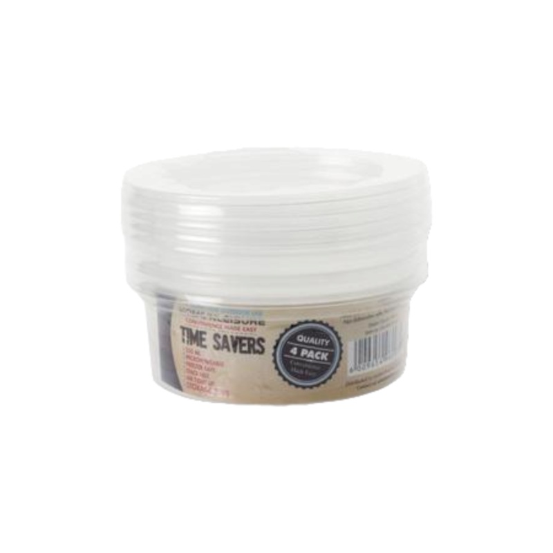 Time Savers 250ml Round Disposable Picnic Tubs Containers 4cm Clear 4pc
