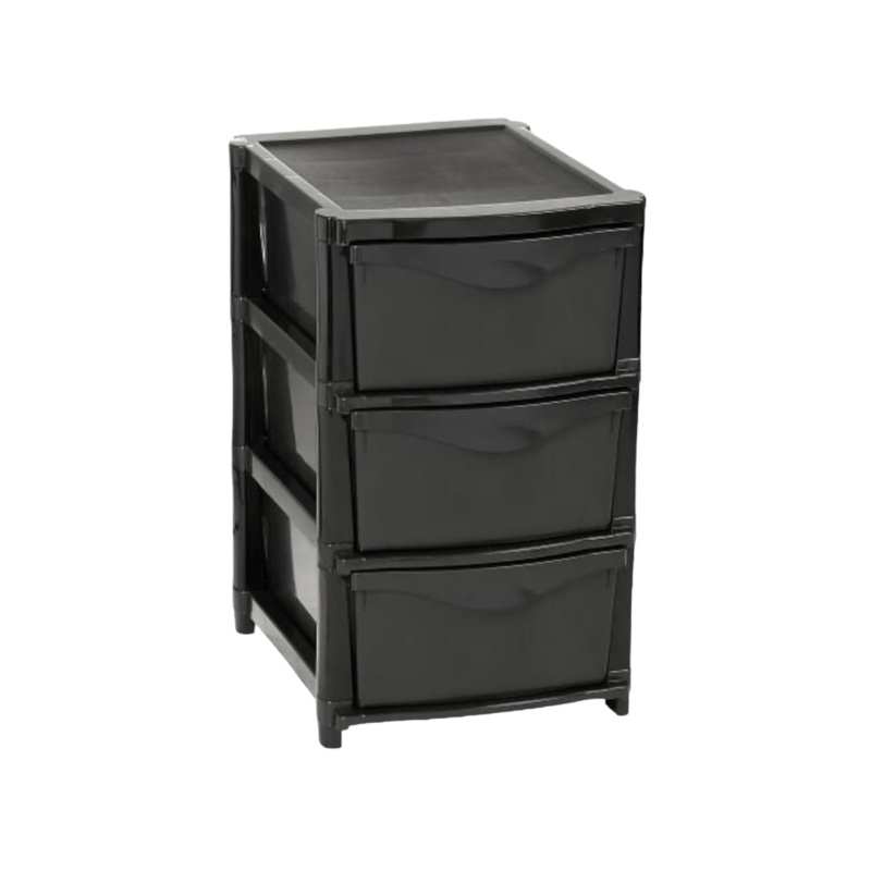 3-Drawer Plastic Storage Unit Gloss Black JO0779BL