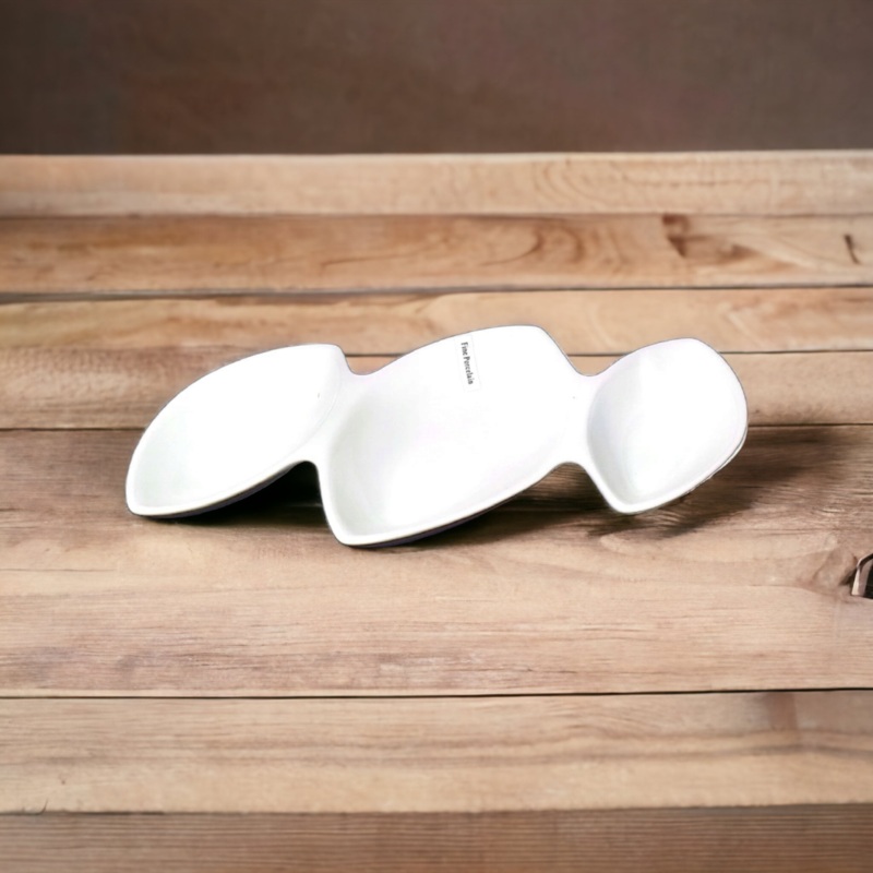 Ceramic White Oval Plate 11Inch 3 Division