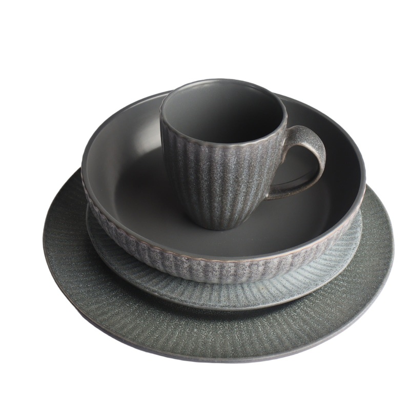 Ceramic Dinner Plate 26.5cm Embossed Reactive Design Colour SLZ079-1
