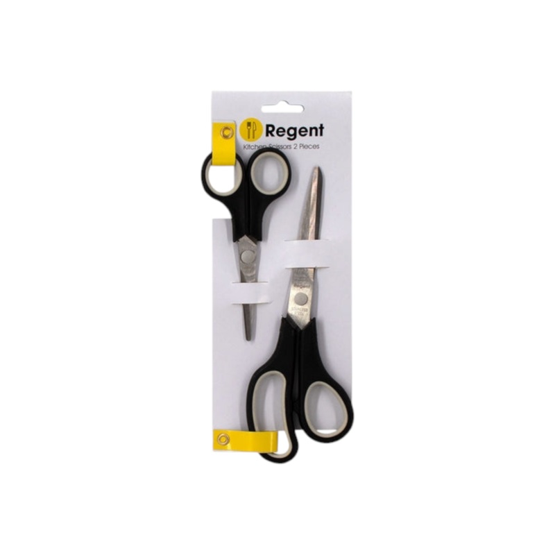 Regent Kitchen Scissors Black and Grey 2pc Set