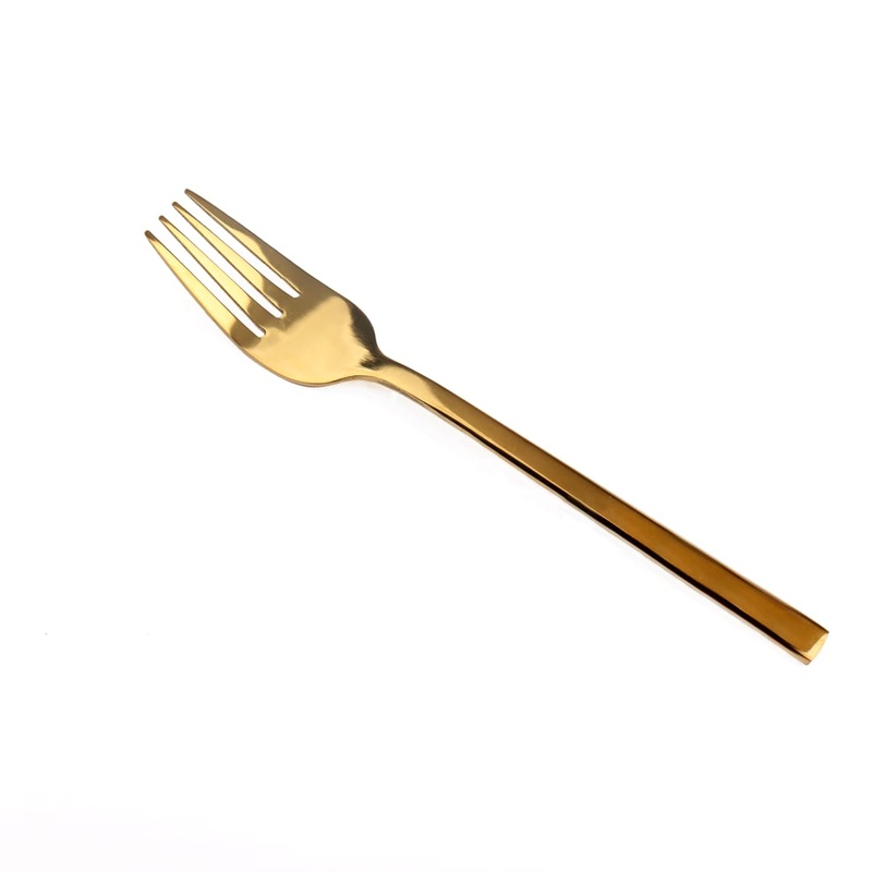 Stainless Steel Cake Fork Square Gold Handle Colour 6pack