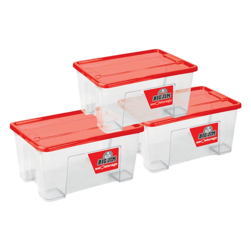 Big Jim 13L Plastic Storage Container Set Alpha Clear 3pack JO0590CL
