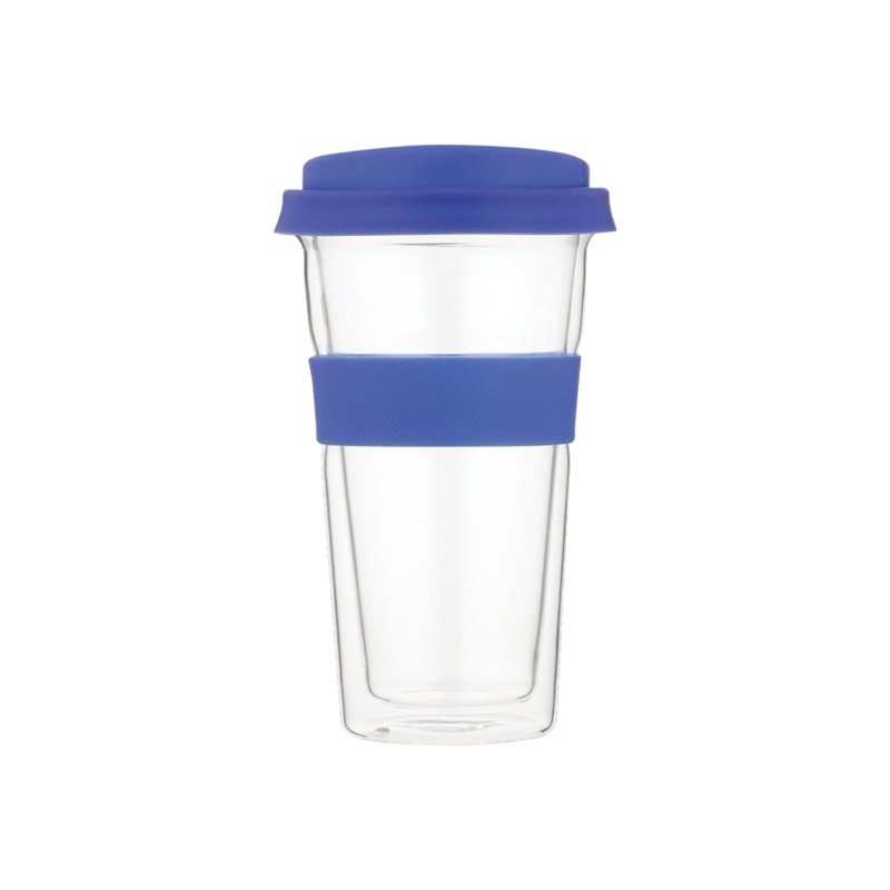 500ml Snappy Thermal Glass Tumbler Blue SN-GL400B