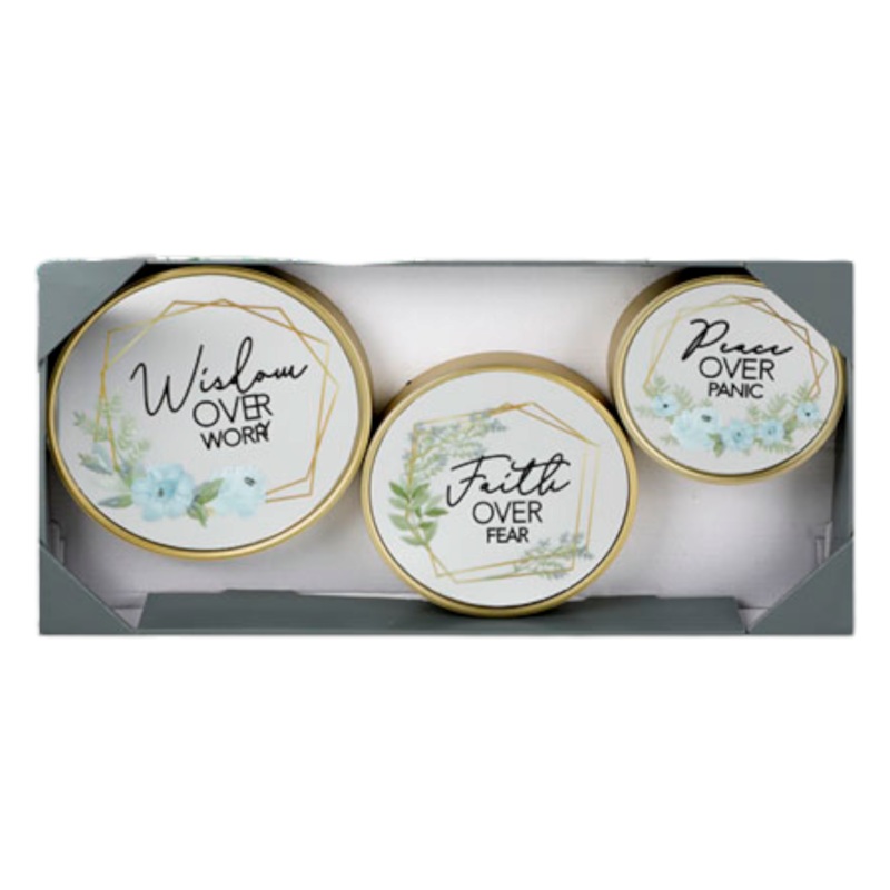 Wall Mounted Mirror Set Plastic 3 pc with wording