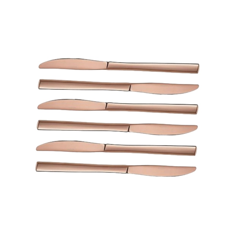 Stainless Steel Table Knife Rose Gold Square Handle 6pack