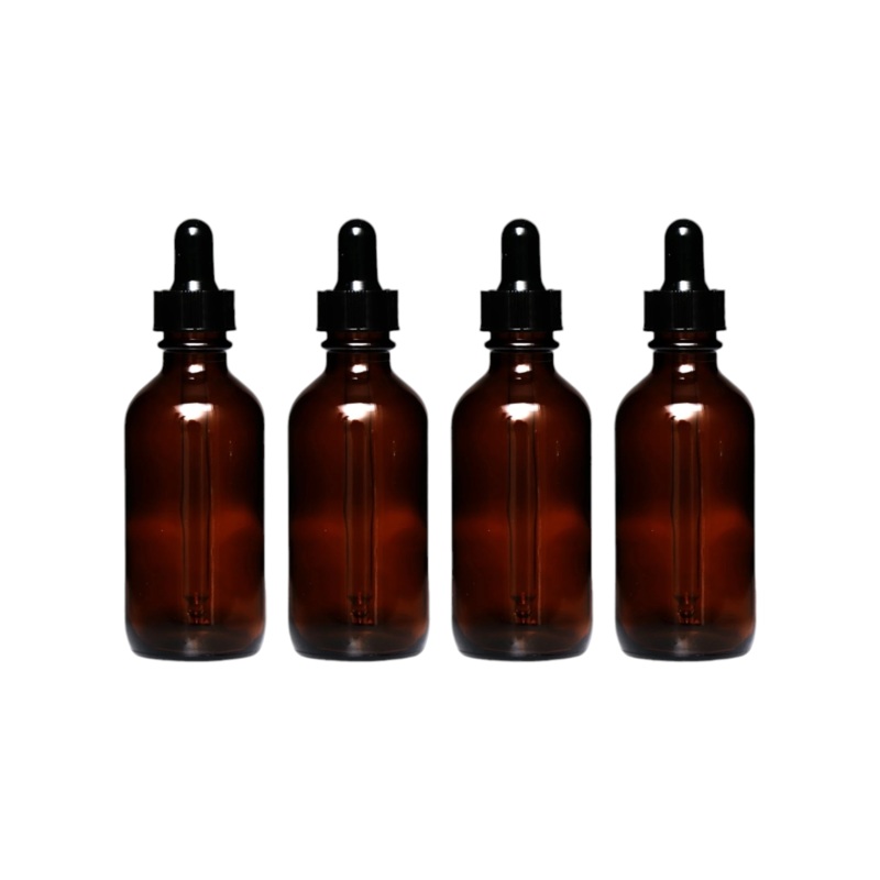 Regent 60ml Glass Dropper Bottle Amber Brown with Pipette Lid 4pack