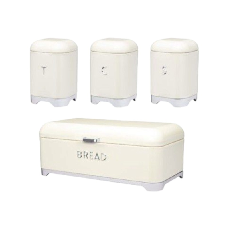 Retro Vintage Bread Bin Cream 3pc Set CH889