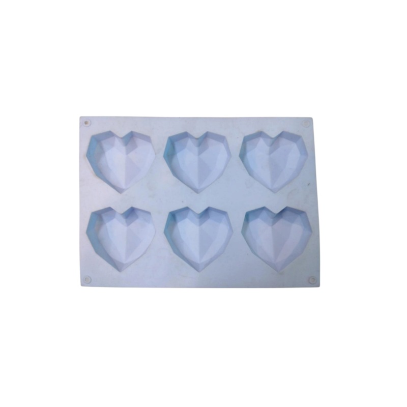 Silicone Baking Cake Mould 22x17cm Heart Shaped 6-Grid