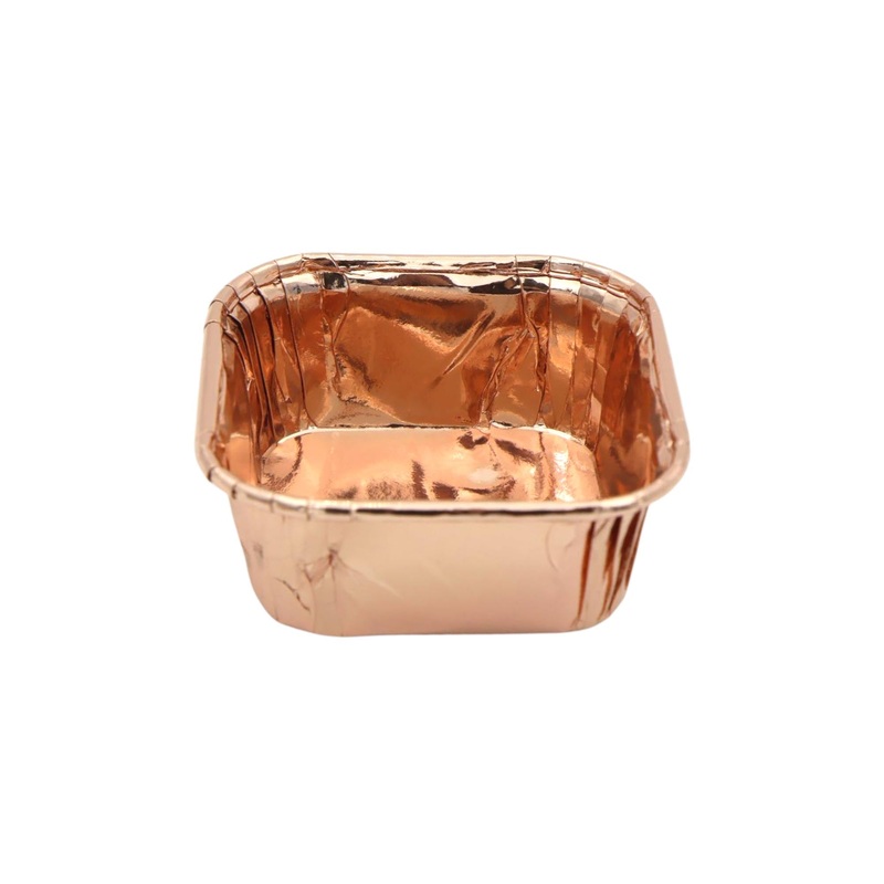 Disposable Square Rose Gold Aluminium Cupcake Muffin Liner Cake Mould 5.5x8cm