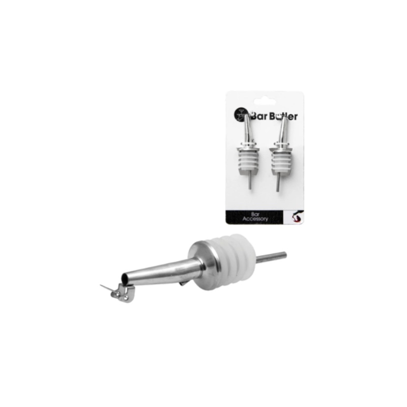 Bar Butler Free Flow Pourer with Cap Stainless Steel 2Pack 73183