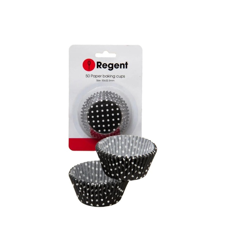 Regent Cake Cup Black with White Dot 50pcs 71472