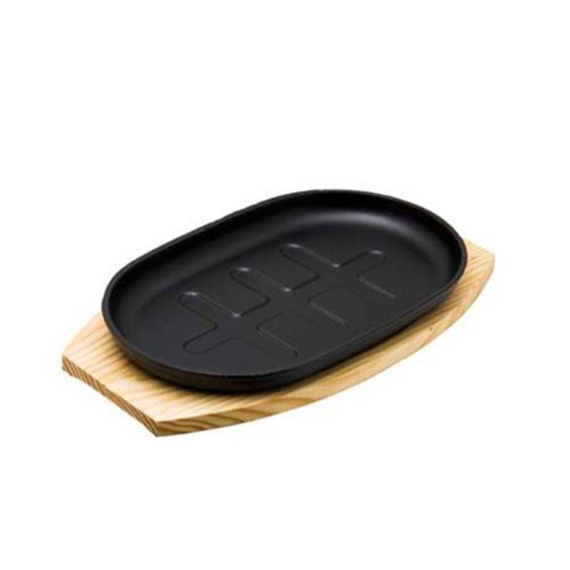 Regent Cookware Cast Iron Steak Plate with Birch Wood Board 30217