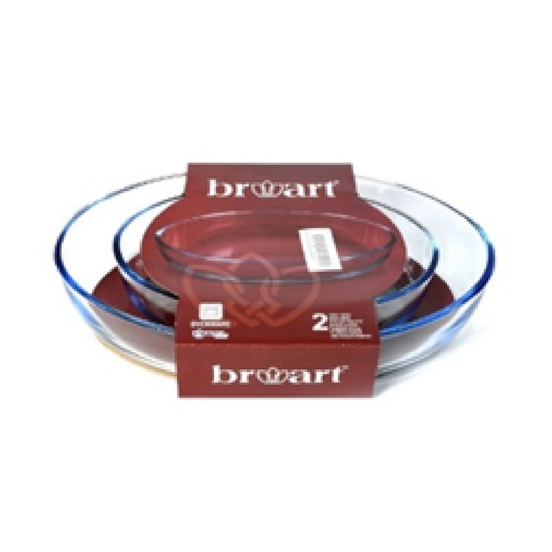 Broart Glass Oval Plain Serving Baking Dish 2pc Set 26+35cm BR-145033