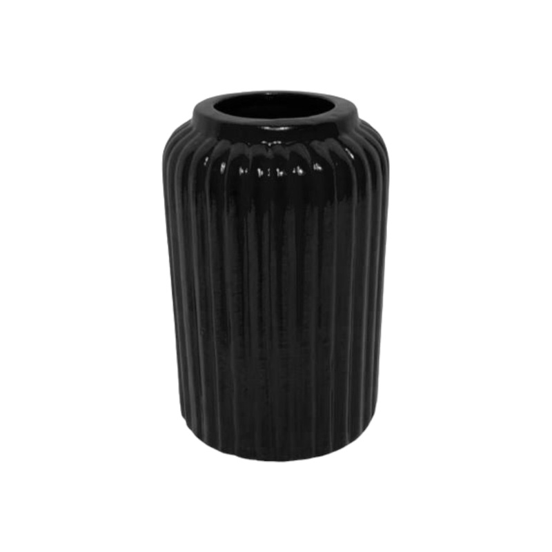 Vase Louise Ribbed Bottle Base 36x11cm Matt Black
