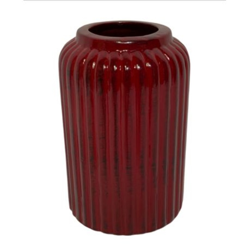 Vase Louise Ribbed Bottle Base 36x11cm Red