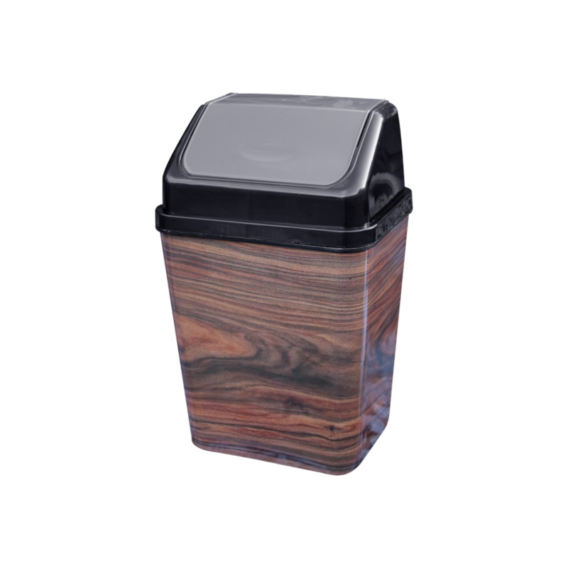 17L Plastic Waste Bin Wood Grain Print Nu Ware