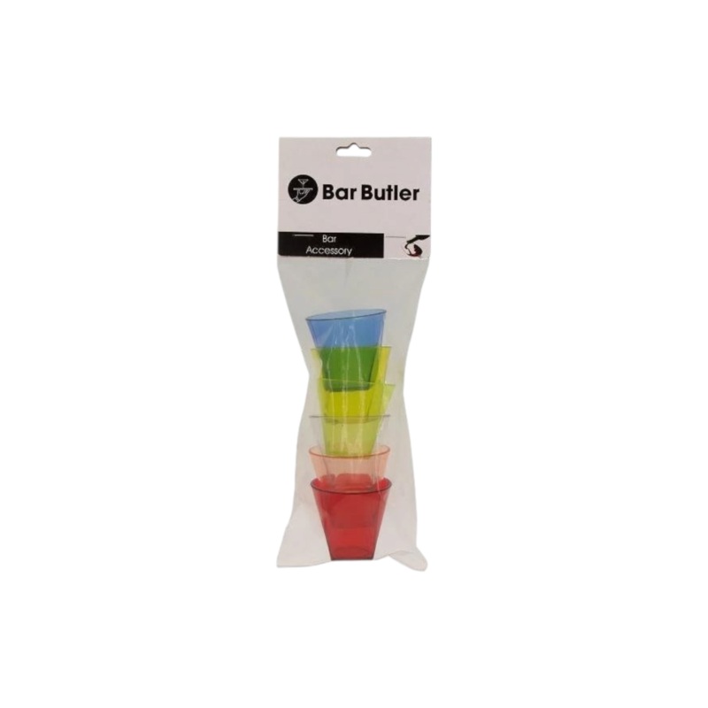 Bar Butler Coloured Hexagonal Shot Glasses 50ml Plastic 6pack