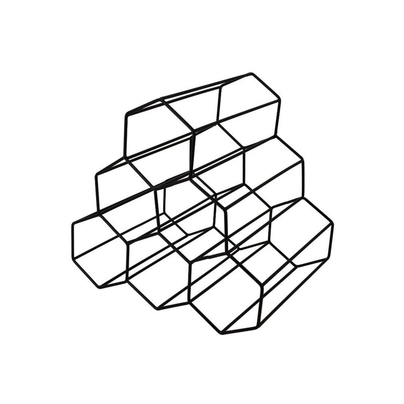 Bar Butler Geometric Hexagon 6-Bottle Black Wine Rack 73085