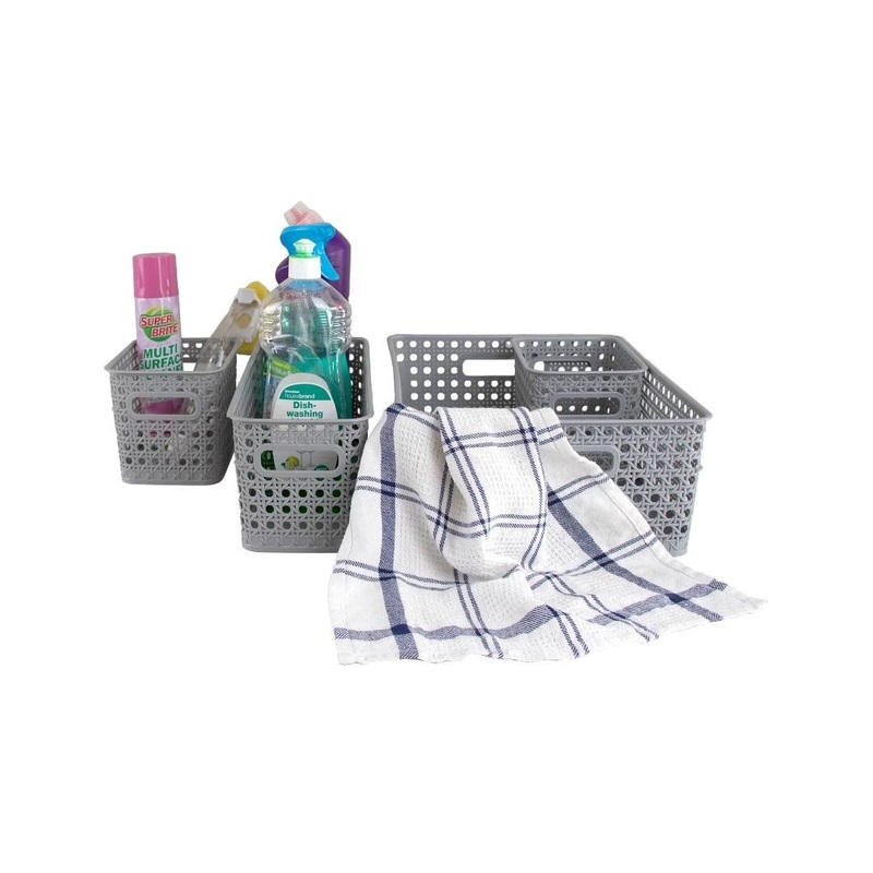 Regent Plastic Boho Basket Rectangular Basket Large Grey
