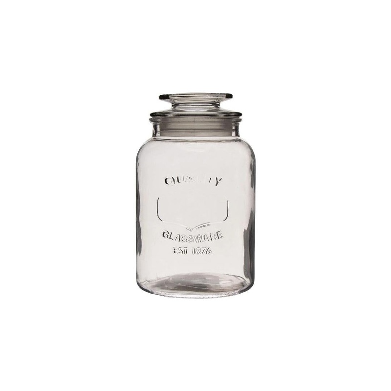Regent Round Canister 1L Quality Embossed with Glass Lid 11328