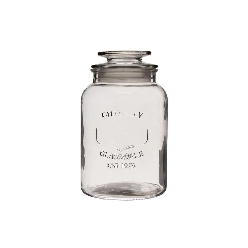 Regent Storage Canister 1.5L Round-  Quality Embossed with Glass Lid 11330