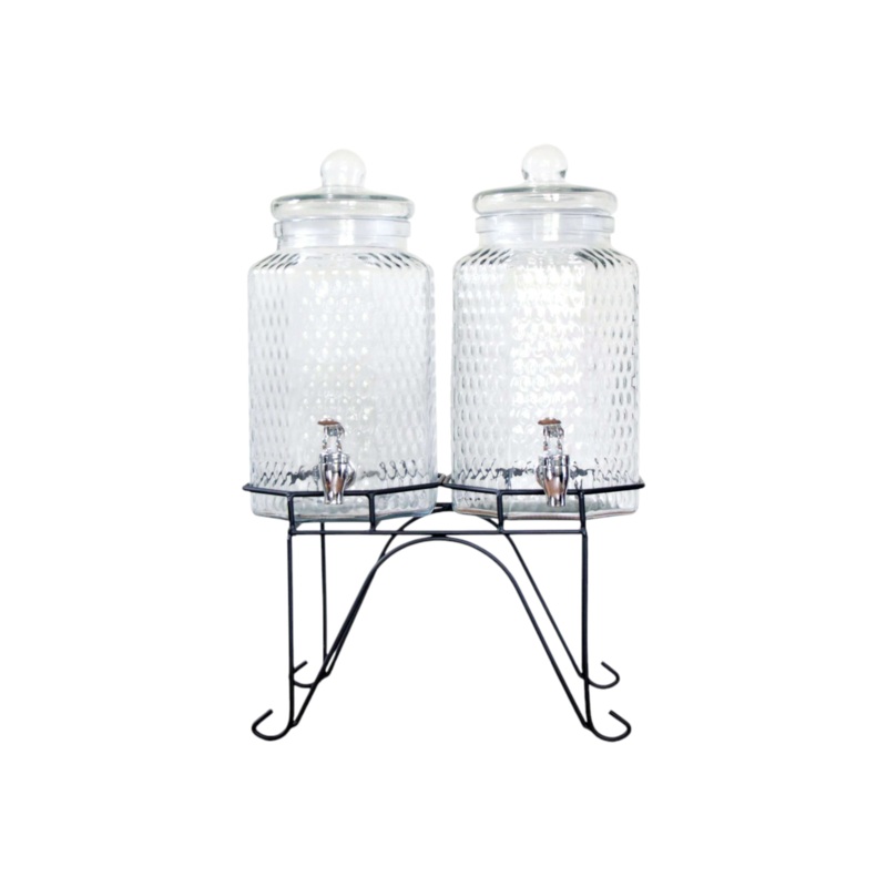 Yorkshire Beverage Dispenser 4L Glass Dual 2pc with Stand  – 529