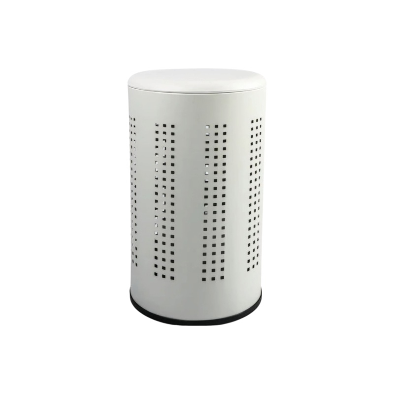 46L Matt White Laundry Bin With Lid