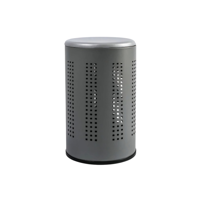 46L Matte Grey Laundry Bin With Lid
