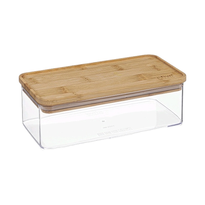 Acrylic Storage Container Rectangular 1L with Bamboo Lid