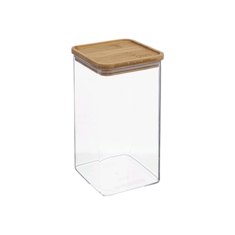 Acrylic Storage Container Square 1.5L with Bamboo Lid