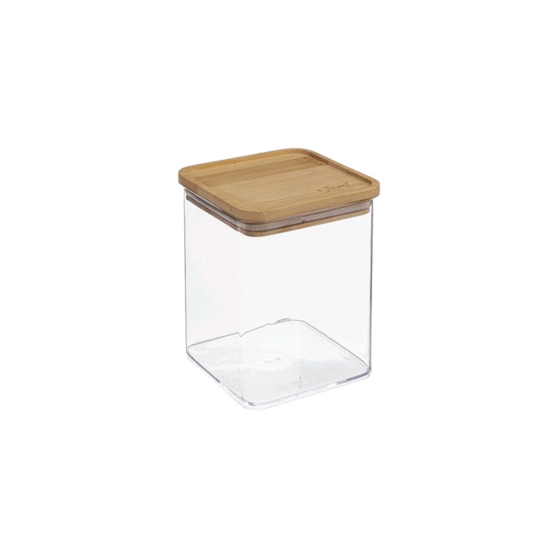 Acrylic Storage Container Square 1L with Bamboo Lid