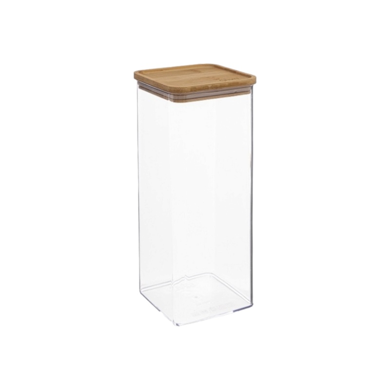 Acrylic Storage Container Square 2L with Bamboo Lid