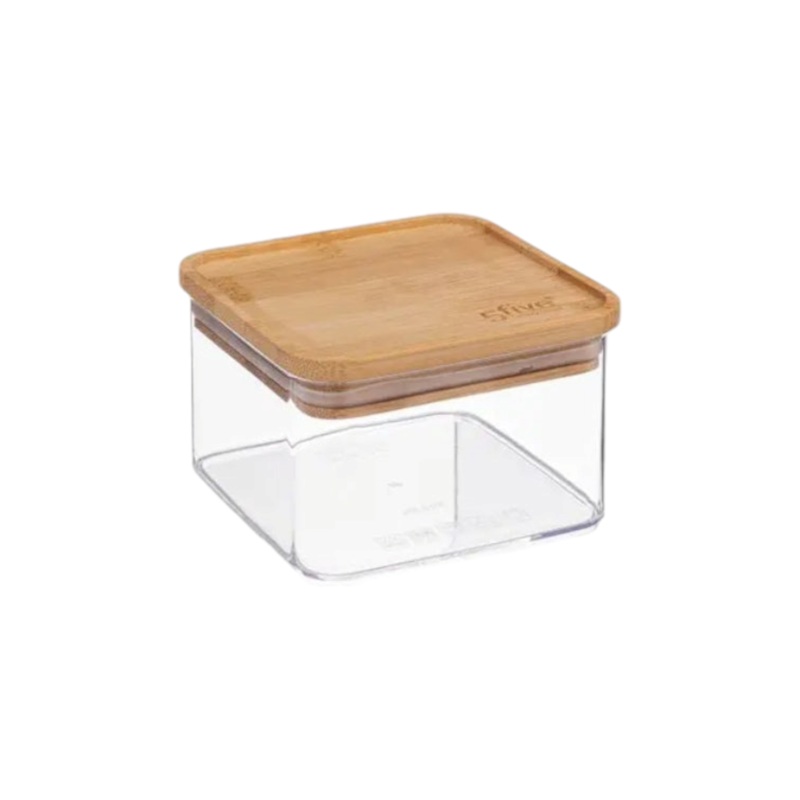 Acrylic Storage Container Square 500ml with Bamboo Lid
