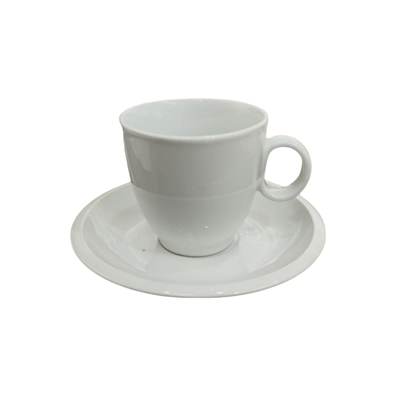 Ceramic Cup & Saucer Round White SGN1227