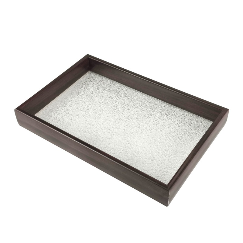 Rectangular Mahogany Acrylic Tray With Frosted Bottom 30x19x4cm